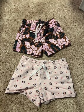 Girls' 4T Pink Floral Print Casual Shorts - Pack of 2